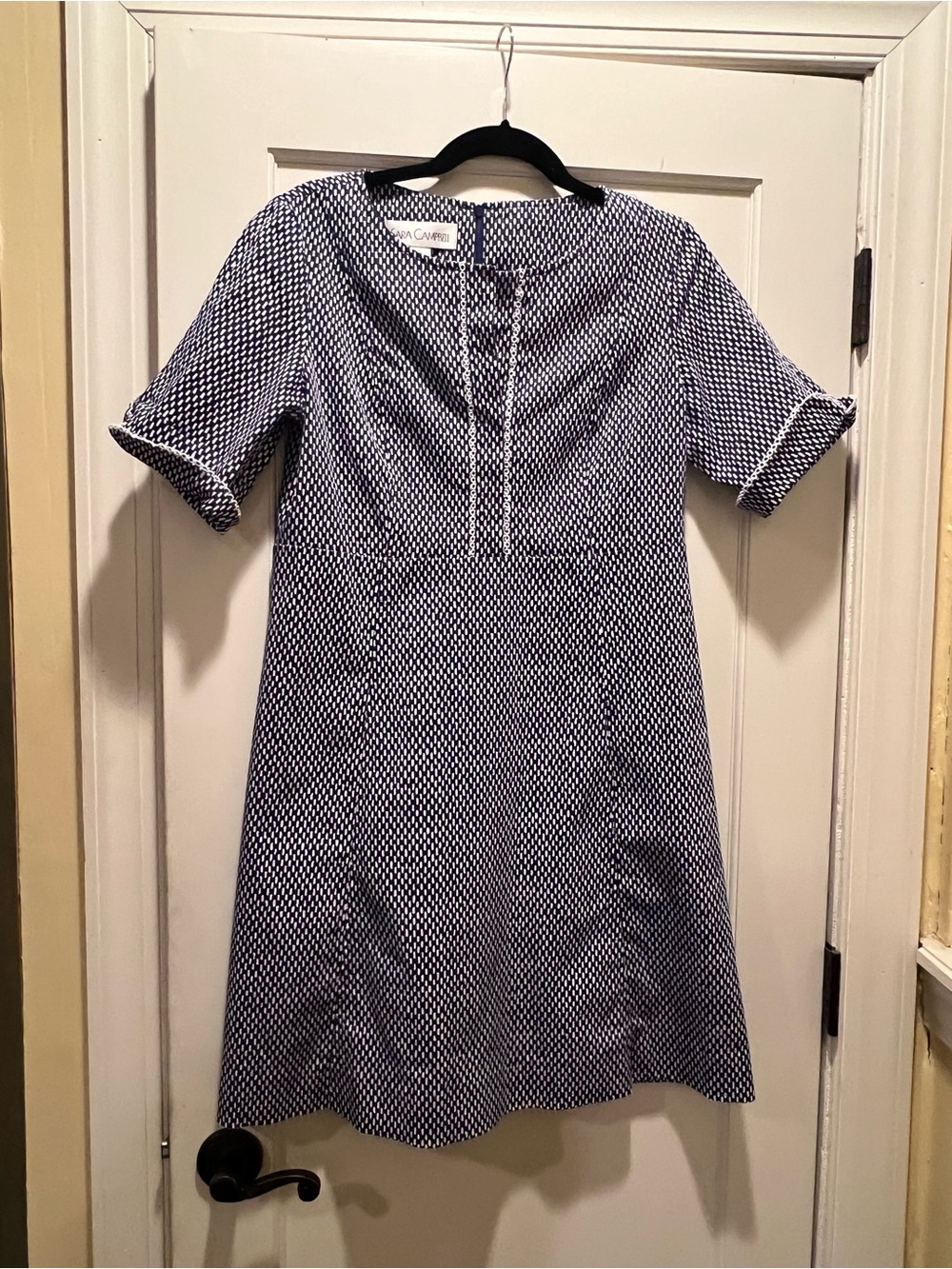 Sara Campbell Navy & White Textured Shift Dress